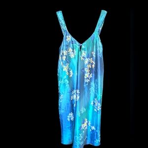 Vintage 90s Slip Satin Slip Mini Dress Medium Blue Green